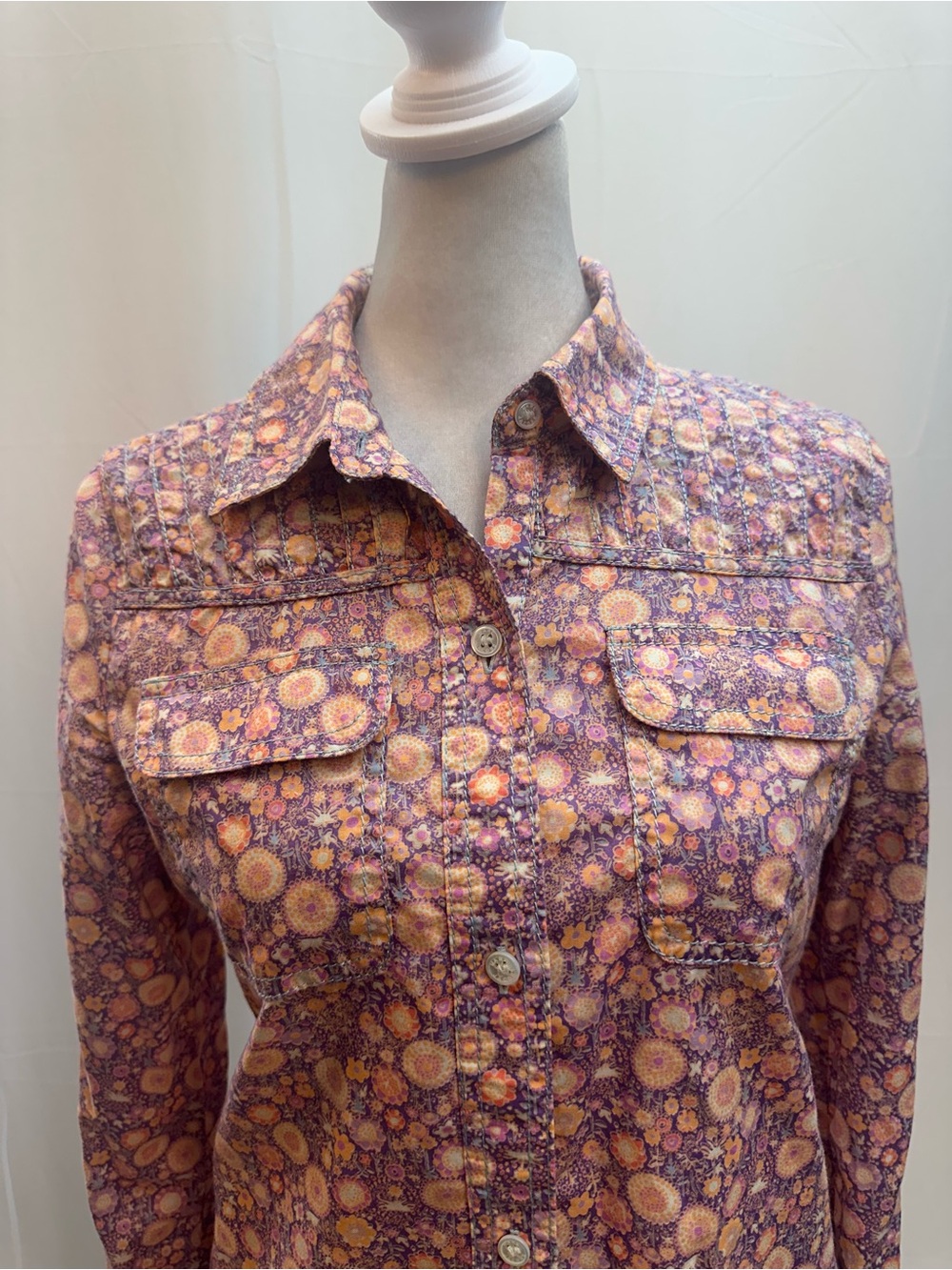 Marc Jacobs Purple Floral Cotton Button-Down Shirt 4 - Picture 2 of 5
